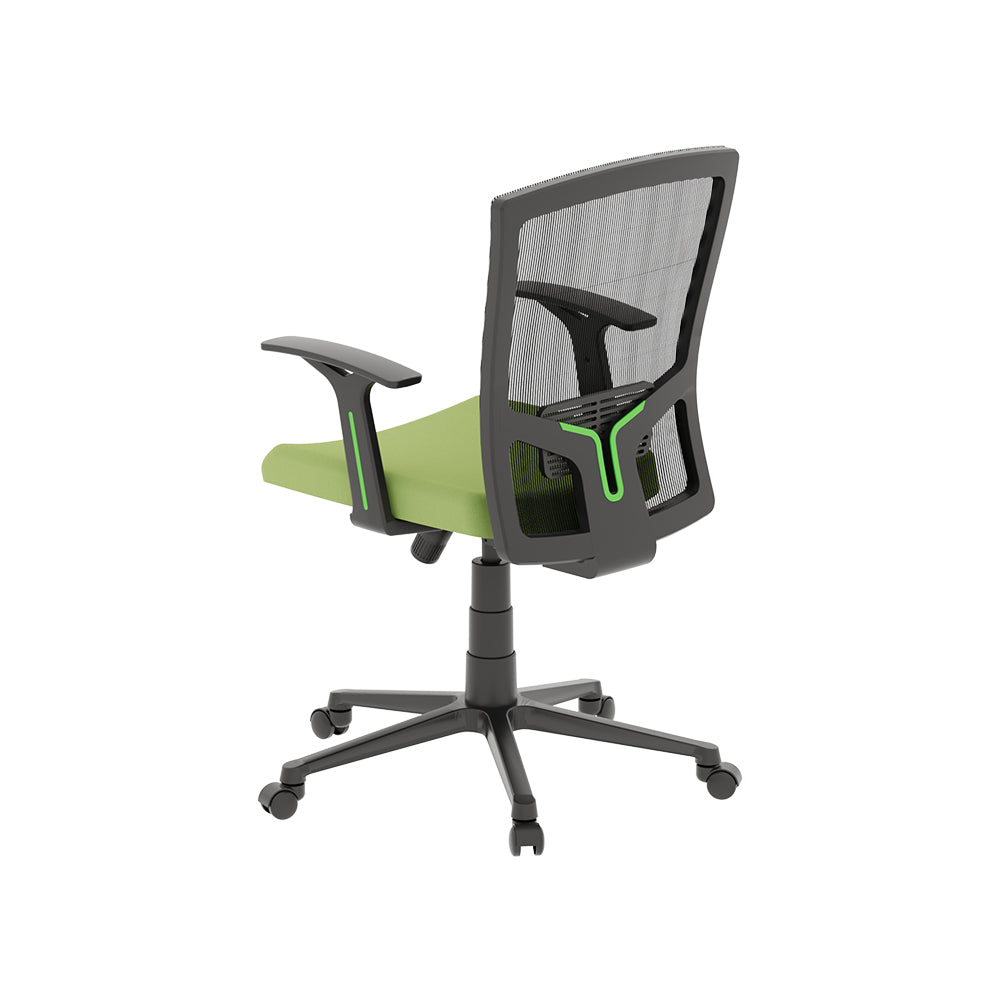 Flow Task Sustainable Office Chair - Mesh - Mid Back - Moss Green - Slight Back View