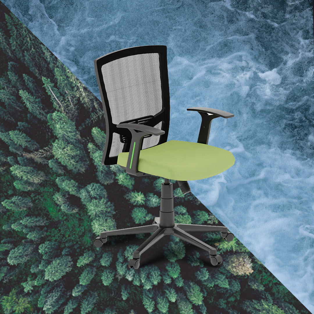 Flow Task Sustainable Office Chair - Mesh - Mid Back - Moss Green