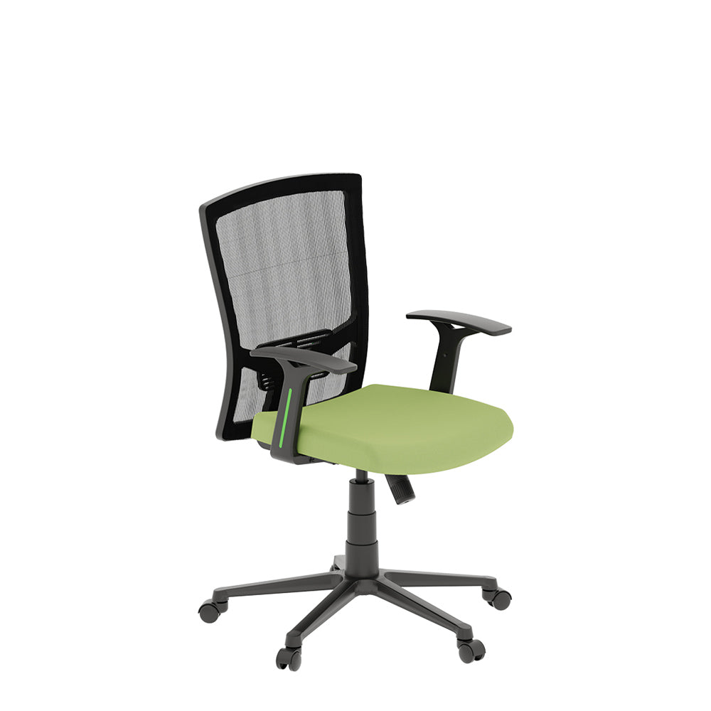 Flow Task Office Chair - Mesh - Mid Back - Moss Green - Slight Side View