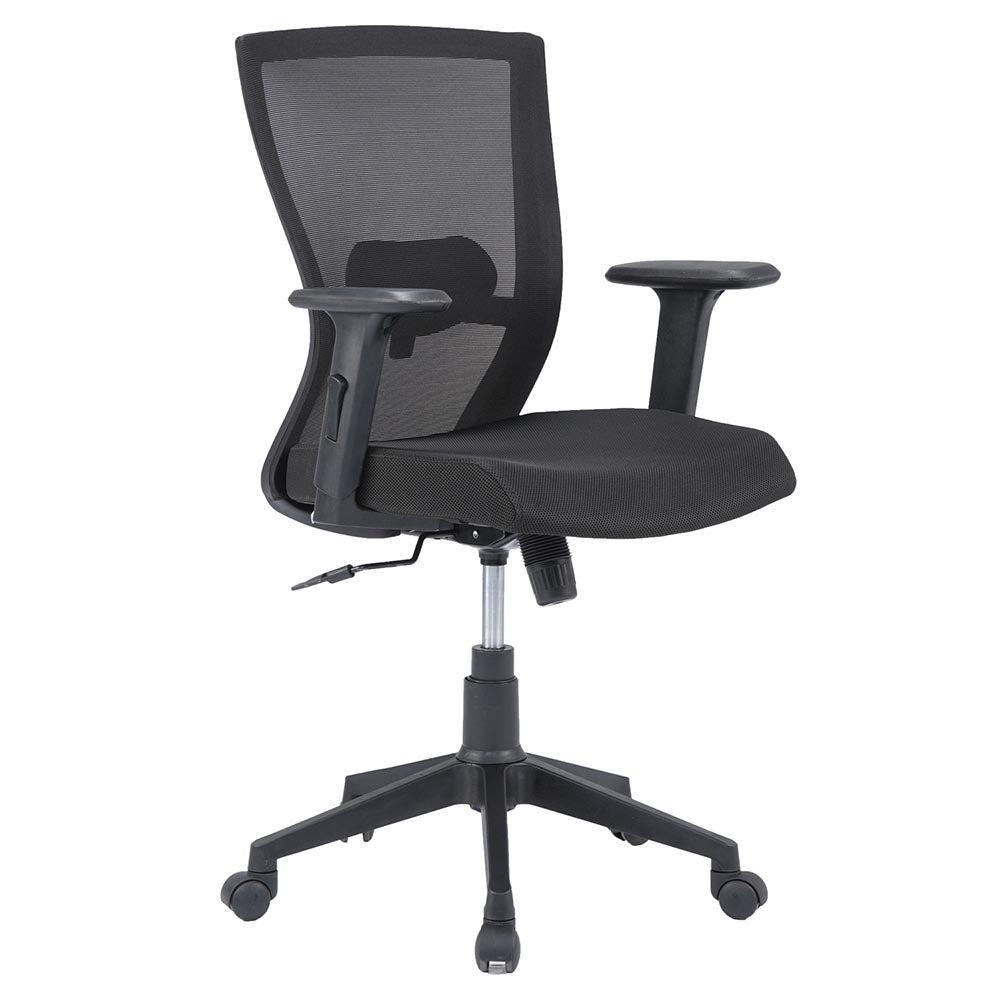 Hexon Office Chair Mesh Mid Back with Adjustable Armrest - Slight Side View