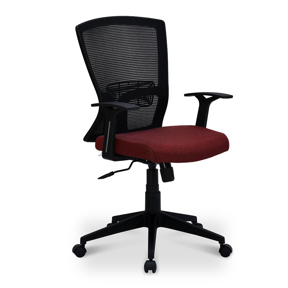 Victory Office Chair Mesh Mid Back in Maroon -  Slight Side View