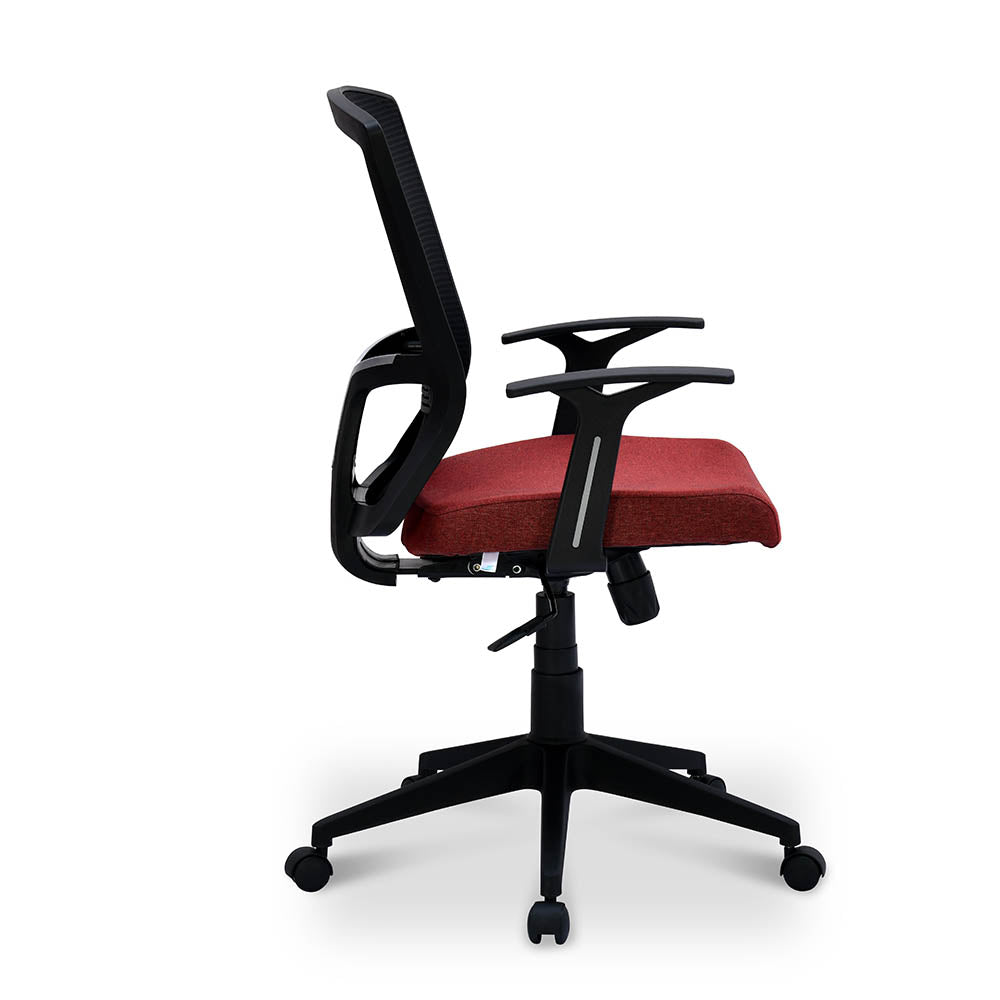 Victory Office Chair Mesh Mid Back in Maroon - Side View