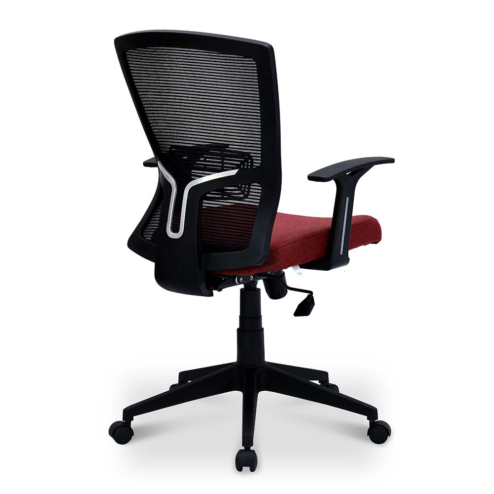 Victory Office Chair Mesh Mid Back in Maroon - Slight Back View