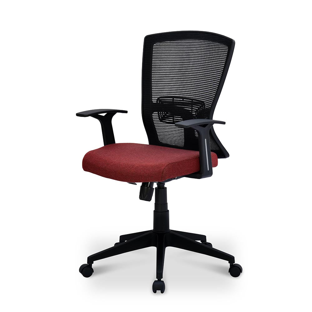 Victory Office Chair Mesh Mid Back in Maroon - Slight Side View