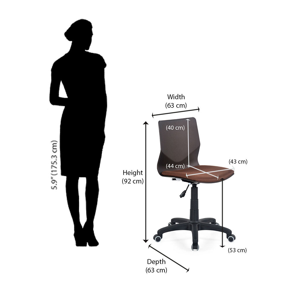 Detail Measurement of Zing Office Chair without Arm