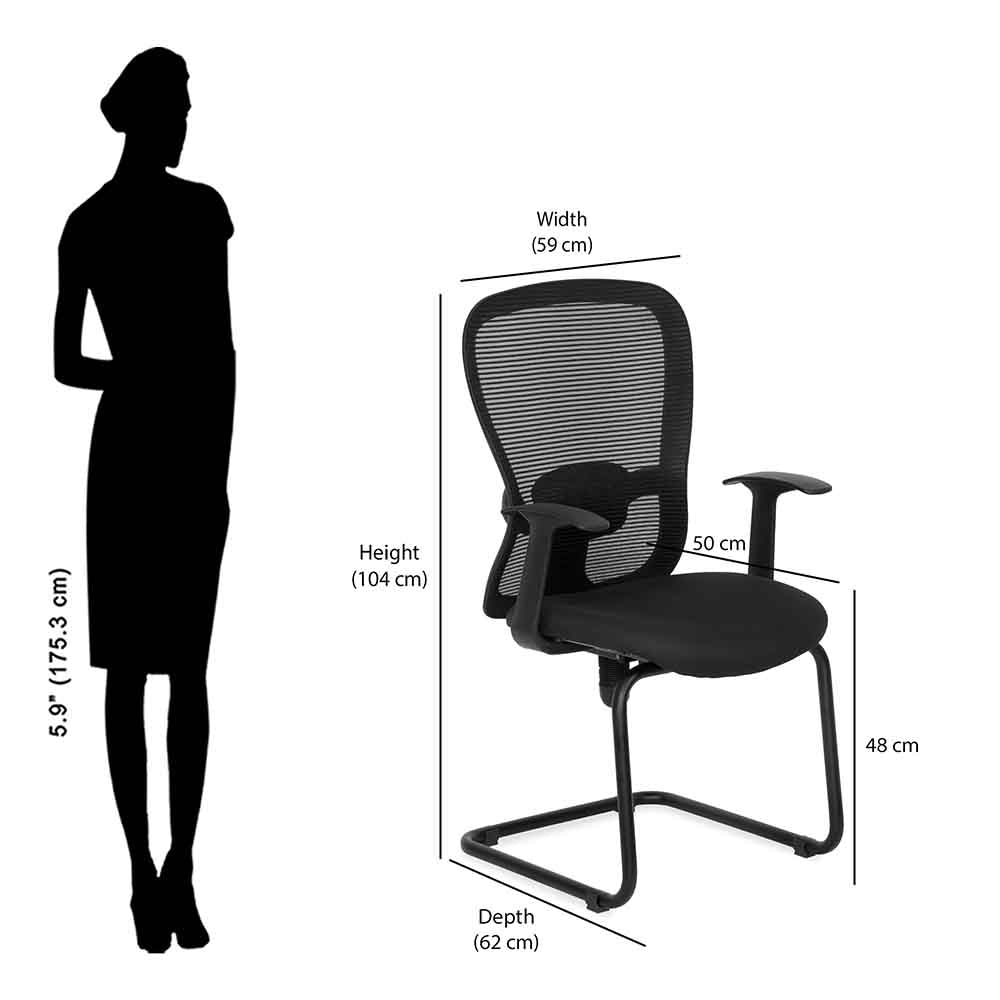 Alba Visitor Chair Mesh Mid Back - Dimensions in cm